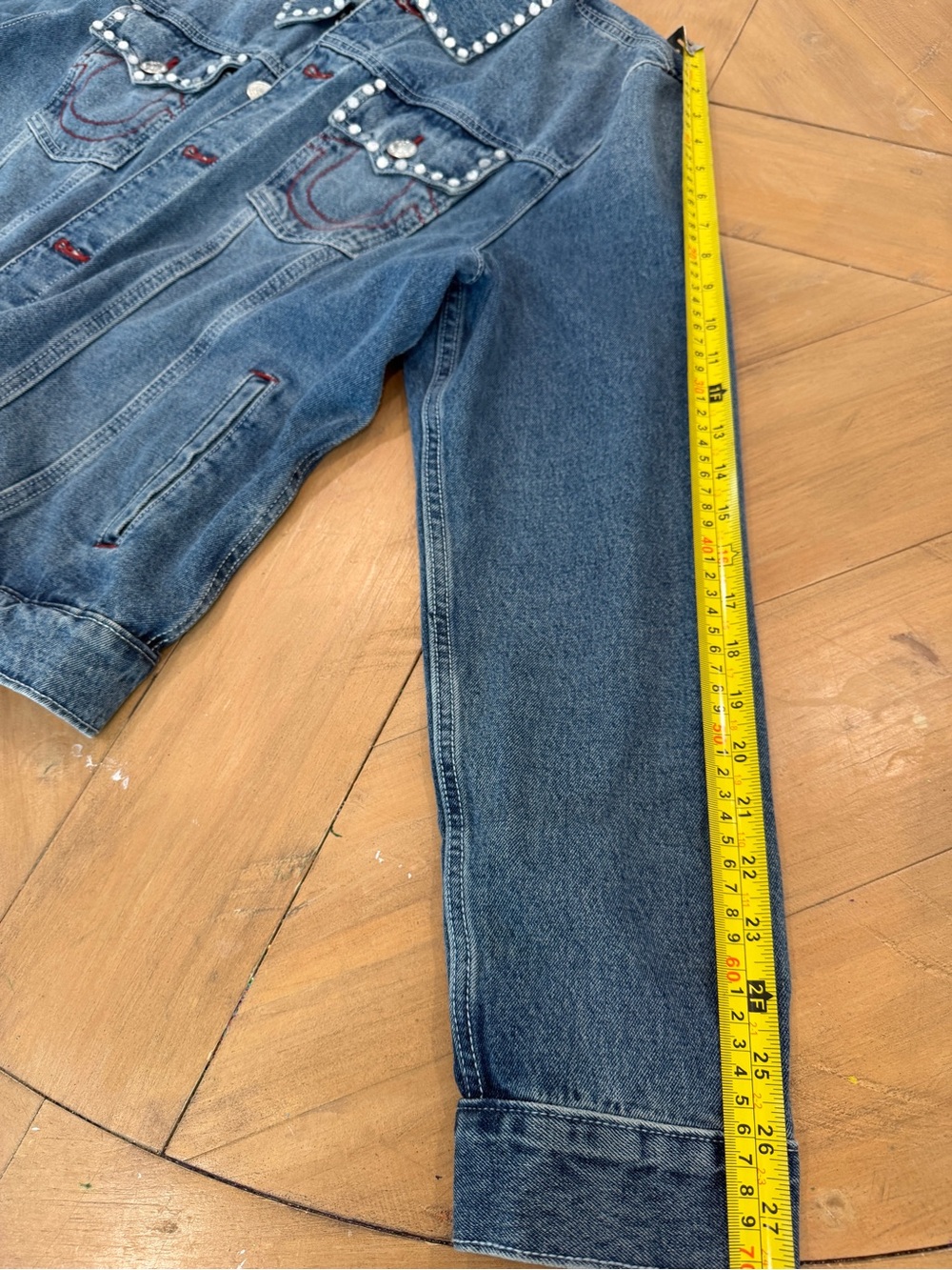 True Religion Jesse Trucker Denim Jacket with Stud Detail Large - Picture 7 of 11